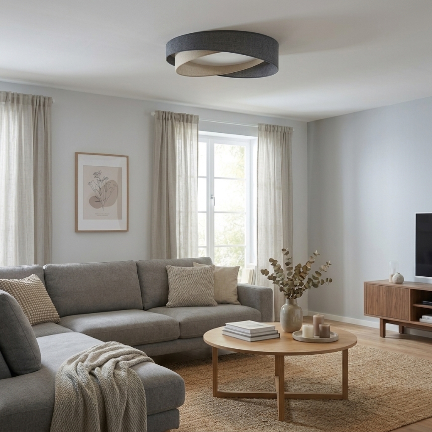 BRILAGI - Ρυθμιζόμενο LED φωτιστικό οροφής VELVET TWIST LED/36W/230V 3000-6000K Ø 65 cm Wi-Fi Tuya Beacon γκρι/κρεμ + με τηλεχειριστήριο