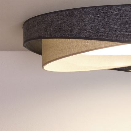 BRILAGI - Ρυθμιζόμενο LED φωτιστικό οροφής VELVET TWIST LED/36W/230V 3000-6000K Ø 65 cm Wi-Fi Tuya Beacon γκρι/κρεμ + με τηλεχειριστήριο