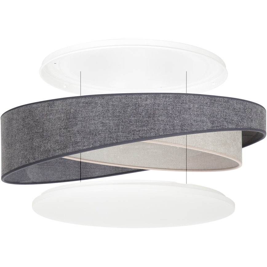 BRILAGI - Ρυθμιζόμενο LED φωτιστικό οροφής VELVET TWIST LED/36W/230V 3000-6000K Ø 65 cm Wi-Fi Tuya Beacon γκρι/κρεμ + με τηλεχειριστήριο