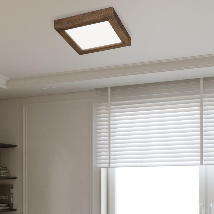 Brilagi - Ρυθμιζόμενο LED οροφής φωτιστικό μπάνιου WOODY FRAME LED/24W/230V δρυς καρυδιά 30x30 εκ. 3000-6000K IP44 + τηλεχειριστήριο