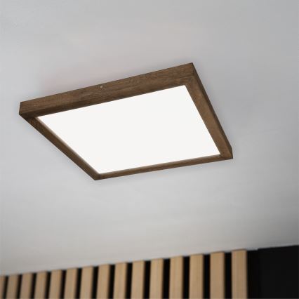 BRILAGI - LED Ρυθμιζόμενο φωτιστικό οροφής μπάνιου WOODY FRAME LED/50W/230V βελανιδιά/καρυδιά 60x60 cm 3000-6000K IP44 + τηλεχειριστήριο