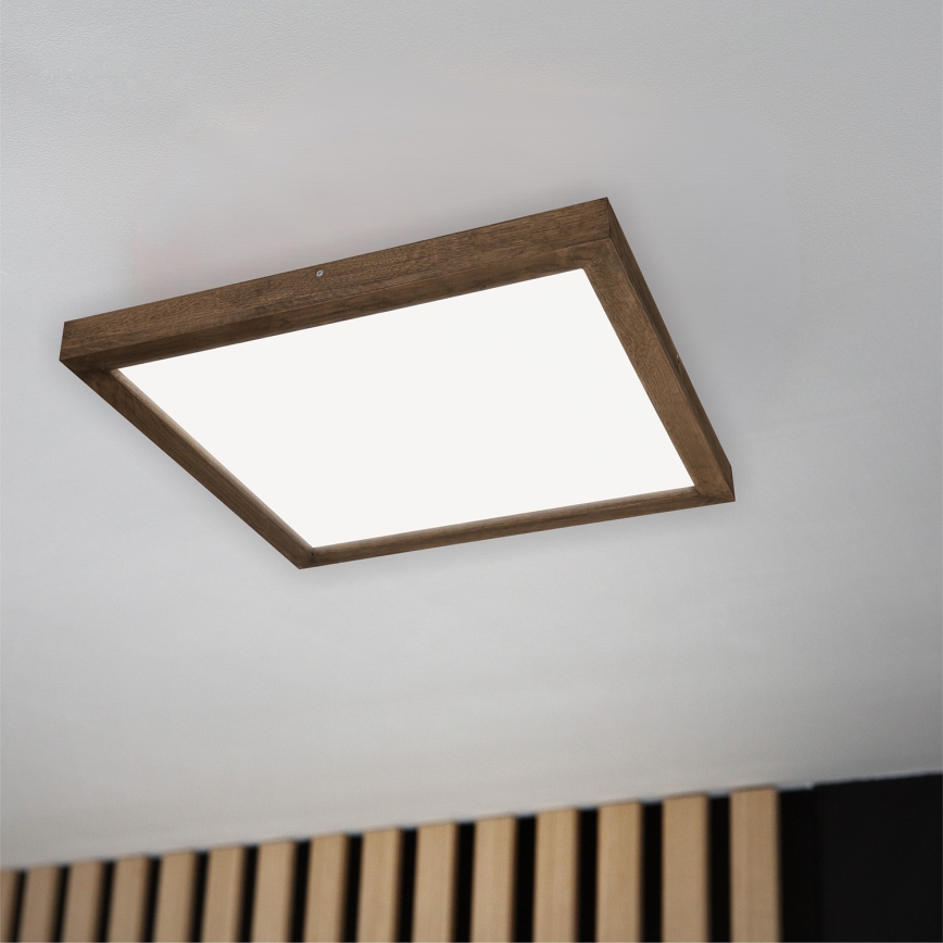 BRILAGI - LED Ρυθμιζόμενο φωτιστικό οροφής μπάνιου WOODY FRAME LED/50W/230V βελανιδιά/καρυδιά 60x60 cm 3000-6000K IP44 + τηλεχειριστήριο