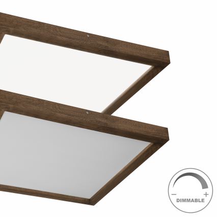 BRILAGI - LED Ρυθμιζόμενο φωτιστικό οροφής μπάνιου WOODY FRAME LED/50W/230V βελανιδιά/καρυδιά 60x60 cm 3000-6000K IP44 + τηλεχειριστήριο