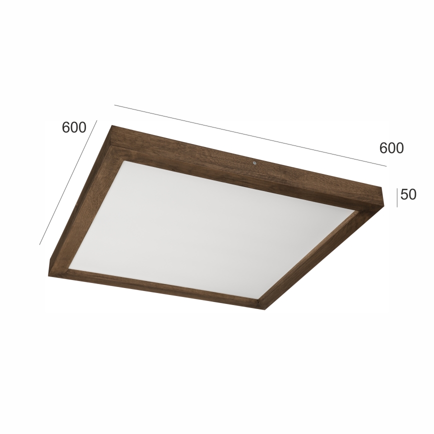 BRILAGI - LED Ρυθμιζόμενο φωτιστικό οροφής μπάνιου WOODY FRAME LED/50W/230V βελανιδιά/καρυδιά 60x60 cm 3000-6000K IP44 + τηλεχειριστήριο