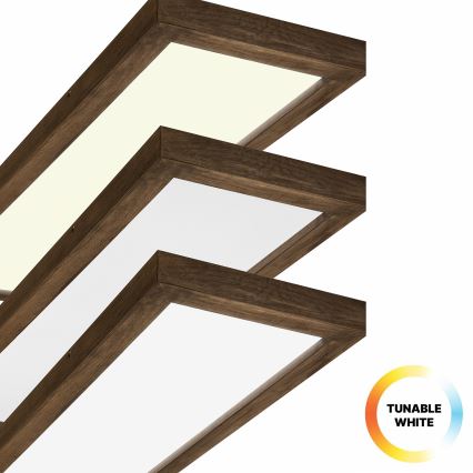 Brilagi - Ρυθμιζόμενο LED οροφής φωτιστικό μπάνιου WOODY FRAME LED/50W/230V δρυς καρυδιά 120x30 εκ. 3000-6000K IP44 + τηλεχειριστήριο