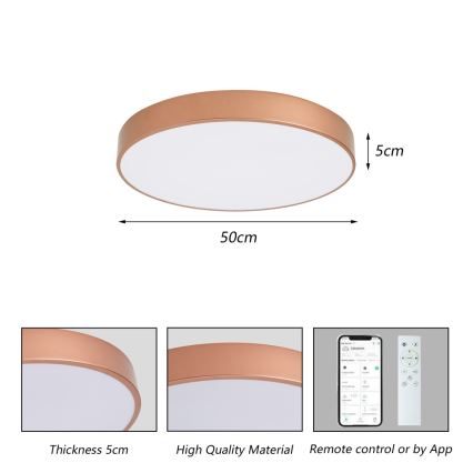 Brilagi - LED ρυθμιζόμενο φωτιστικό οροφής POOL SMART LED/60W/230V 3000-6000K Ø 50 cm Wi-Fi Tuya μπρονζέ + τηλεχειριστήριο
