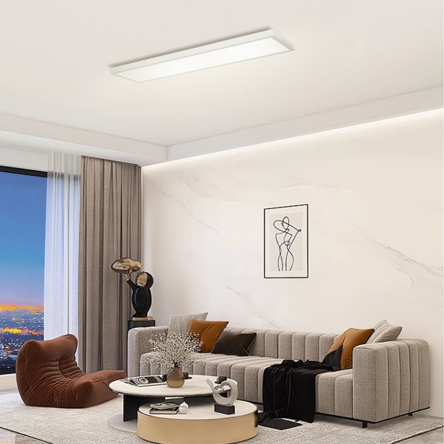 Brilagi - LED ρυθμιζόμενο φωτιστικό οροφής μπάνιου FRAME SMART LED/50W/230V 120x30 cm 3000-6000K IP44 ασημί + τηλεχειριστήριο