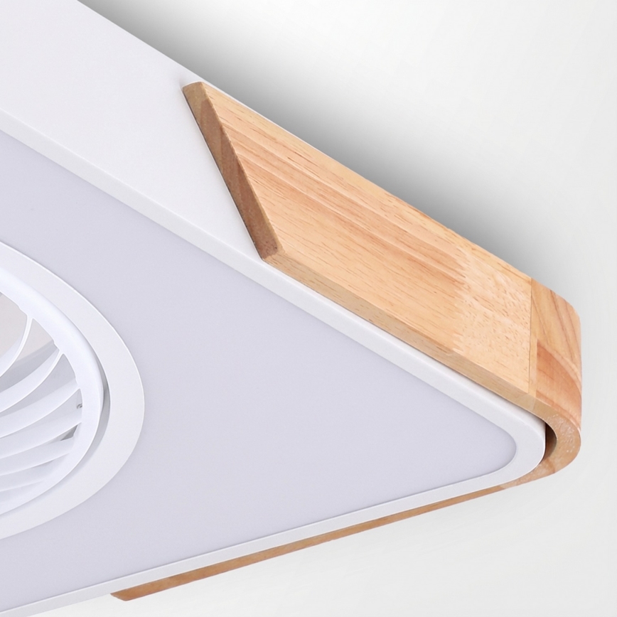 Brilagi - LED Ρυθμιζόμενο φωτιστικό οροφής με ανεμιστήρα LED/30W/230V 3000-6500K λευκό/δρυς + τηλεχειριστήριο