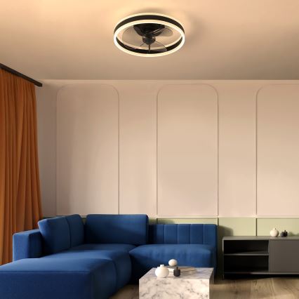 Brilagi - Ρυθμιζόμενο LED φωτιστικό οροφής με ανεμιστήρα LED/30W/230V 3000-6500K μαύρο + τηλεχειριστήριο