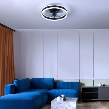 Brilagi - Ρυθμιζόμενο LED φωτιστικό οροφής με ανεμιστήρα LED/30W/230V 3000-6500K μαύρο + τηλεχειριστήριο