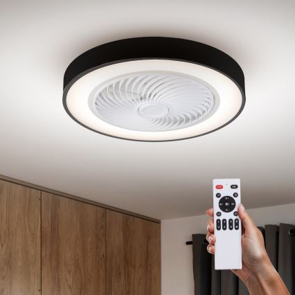 Brilagi - Ρυθμιζόμενο φωτιστικό οροφής LED με ανεμιστήρα, LED/30W/230V, 3000-6500K, διάμετρος 50 cm, μαύρο + τηλεχειριστήριο