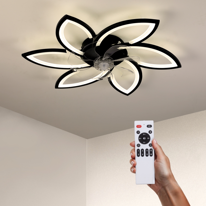 Brilagi - Ρυθμιζόμενο LED φωτιστικό οροφής με ανεμιστήρα LED/50W/230V 3000-6500K μαύρο + τηλεχειριστήριο