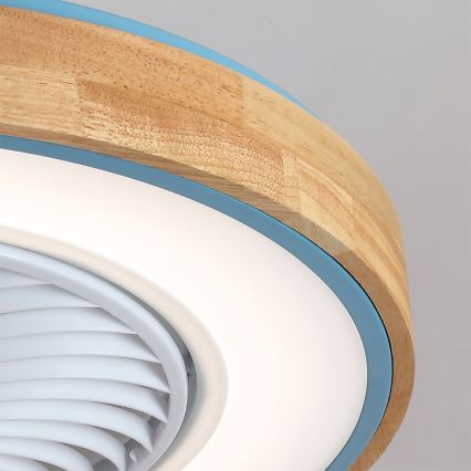 Brilagi - Ρυθμιζόμενο φωτιστικό οροφής LED με ανεμιστήρα LED/38W/230V 3000-6500K διάμ. 50 cm μπλε/δρυς + τηλεχειριστήριο