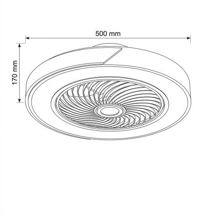 Brilagi - Ρυθμιζόμενο φωτιστικό οροφής LED με ανεμιστήρα LED/38W/230V 3000-6500K διάμ. 50 cm μπλε/δρυς + τηλεχειριστήριο