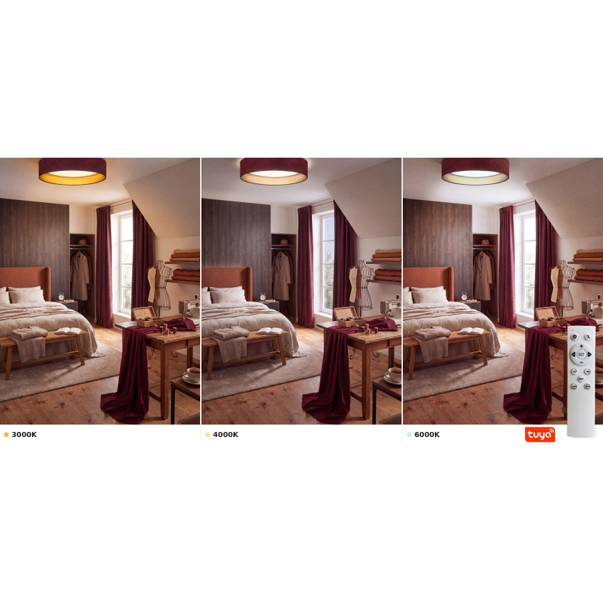 Brilagi - Ρυθμιζόμενο LED φωτιστικό οροφής VELVET SMARTIX STARS LED/36W/230V 3000-6000K διάμ. 55 cm βυσσινί/χρυσό Wi-Fi Tuya Beacon + τηλεχειριστήριο
