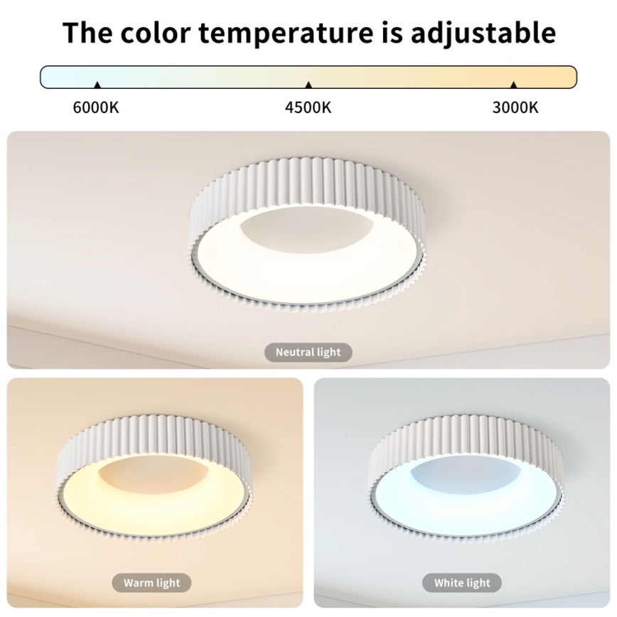 Brilagi - LED Ρυθμιζόμενο φωτιστικό οροφής FALCON MODERN LED/30W/230V 3000-6000K 40 cm λευκό + τηλεχειριστήριο