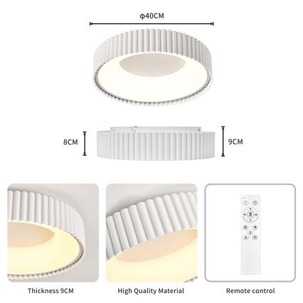 Brilagi - LED Ρυθμιζόμενο φωτιστικό οροφής FALCON MODERN LED/30W/230V 3000-6000K 40 cm λευκό + τηλεχειριστήριο