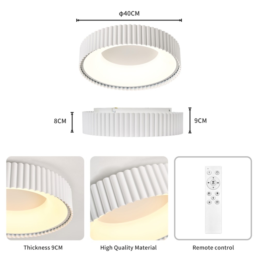 Brilagi - LED Ρυθμιζόμενο φωτιστικό οροφής FALCON MODERN LED/30W/230V 3000-6000K 40 cm λευκό + τηλεχειριστήριο