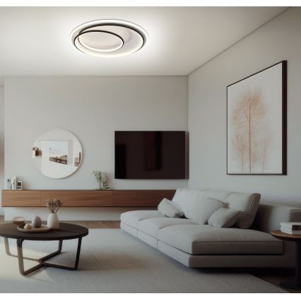 Brilagi - Ρυθμιζόμενο LED φωτιστικό οροφής FLARE LED/38W/230V 3000-6000K διάμ. 48 cm μαύρο/λευκό + τηλεχειριστήριο