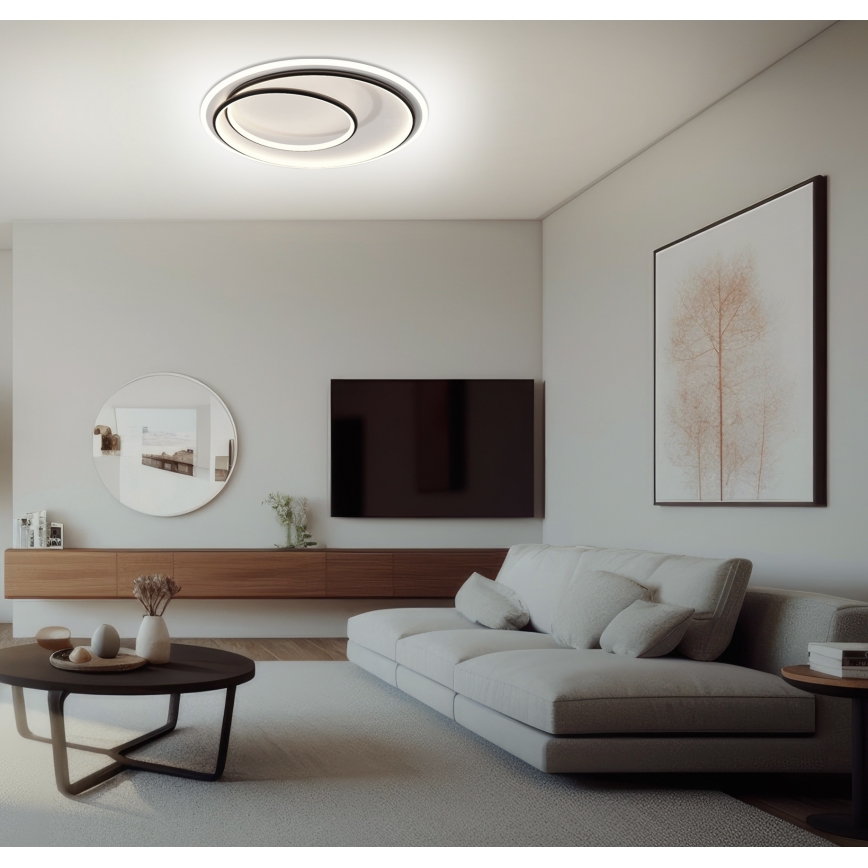 Brilagi - Ρυθμιζόμενο LED φωτιστικό οροφής FLARE LED/38W/230V 3000-6000K διάμ. 48 cm μαύρο/λευκό + τηλεχειριστήριο