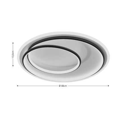 Brilagi - Ρυθμιζόμενο LED φωτιστικό οροφής FLARE LED/38W/230V 3000-6000K διάμ. 48 cm μαύρο/λευκό + τηλεχειριστήριο