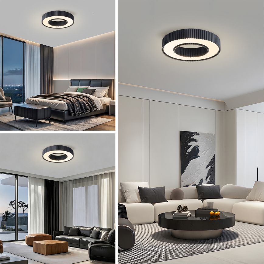 Brilagi - Ρυθμιζόμενο LED φωτιστικό οροφής LUMIX LED/48W/230V 3000-6000K μαύρο Ø 50 cm + τηλεχειριστήριο