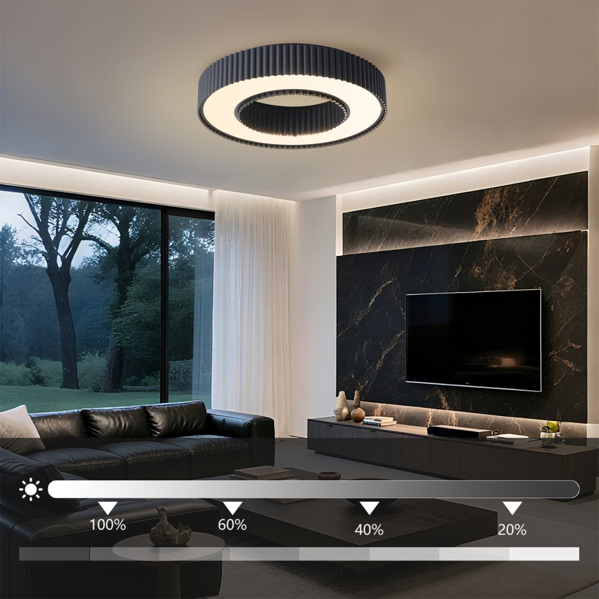 Brilagi - Ρυθμιζόμενο LED φωτιστικό οροφής LUMIX LED/48W/230V 3000-6000K μαύρο Ø 50 cm + τηλεχειριστήριο