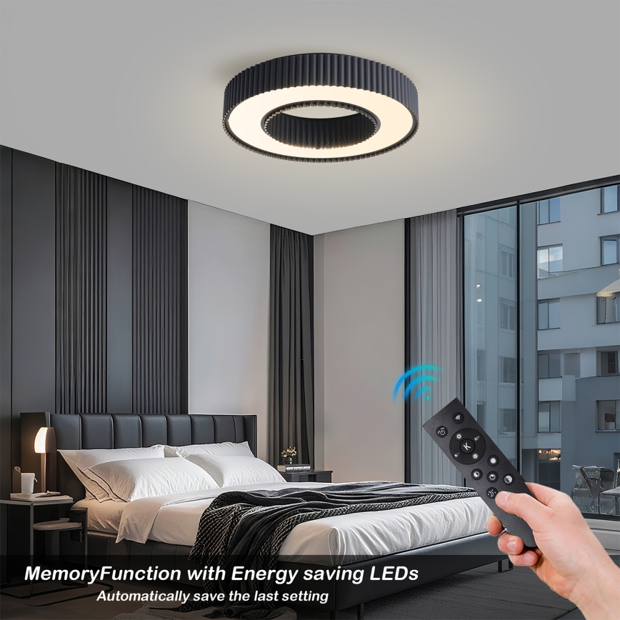 Brilagi - Ρυθμιζόμενο LED φωτιστικό οροφής LUMIX LED/48W/230V 3000-6000K μαύρο Ø 50 cm + τηλεχειριστήριο
