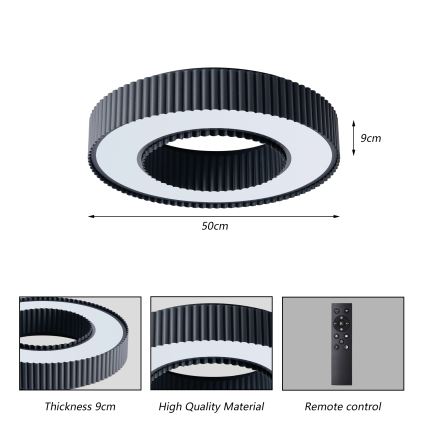 Brilagi - Ρυθμιζόμενο LED φωτιστικό οροφής LUMIX LED/48W/230V 3000-6000K μαύρο Ø 50 cm + τηλεχειριστήριο