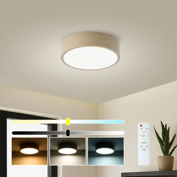 Brilagi - LED ρυθμιζόμενο φωτιστικό οροφής POOL LED/18W/230V 3000-6000K 20 cm μπεζ + τηλεχειριστήριο
