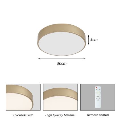 Brilagi - Ρυθμιζόμενη πλαφονιέρα LED POOL LED/36W/230V 3000-6000K, διάμ. 30 cm, σε χρυσό + τηλεχειριστήριο