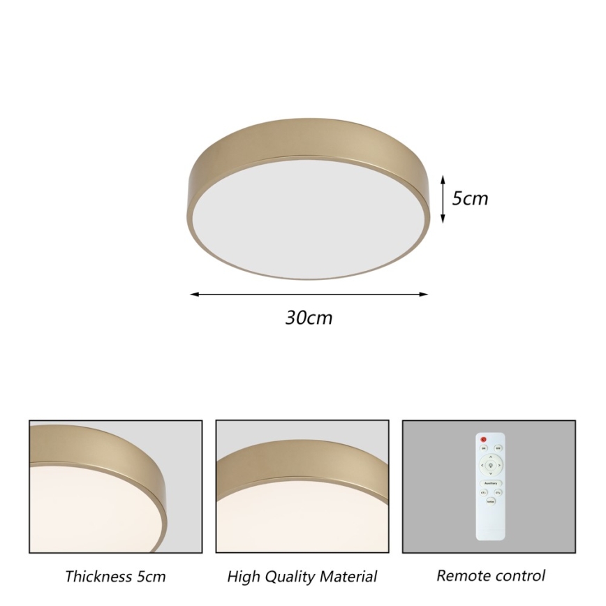 Brilagi - Ρυθμιζόμενη πλαφονιέρα LED POOL LED/36W/230V 3000-6000K, διάμ. 30 cm, σε χρυσό + τηλεχειριστήριο