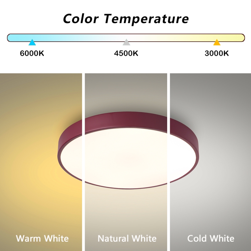 Brilagi - Ρυθμιζόμενο LED φωτιστικό οροφής POOL LED/48W/230V 3000-6000K διάμ. 40 cm μπορντό + τηλεχειριστήριο