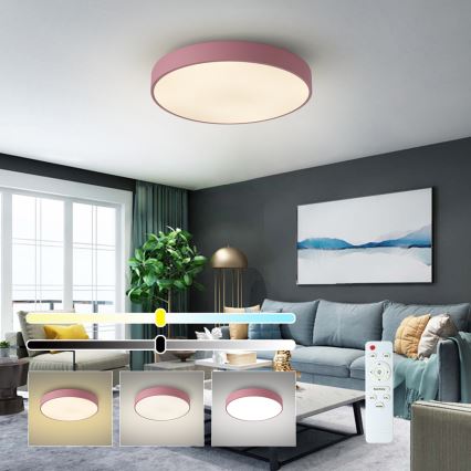 Brilagi - Ρυθμιζόμενο φωτιστικό οροφής LED POOL LED/60W/230V 3000-6000K διάμετρος 50 cm ροζ + τηλεχειριστήριο