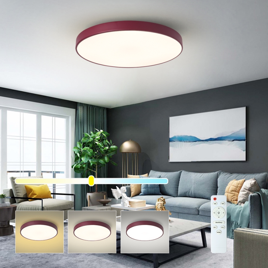 Brilagi - Ρυθμιζόμενο LED φωτιστικό οροφής POOL LED/60W/230V 3000-6000K διάμ. 60 εκ. μπορντό + τηλεχειριστήριο