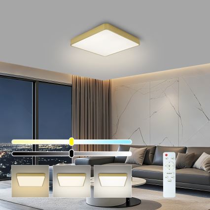 BRILAGI - LED ρυθμιζόμενο φωτιστικό οροφής POOL SQUARE LED/36W/230V 3000-6000K 40x40 cm χρυσό + τηλεχειριστήριο