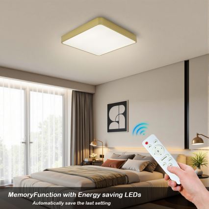 BRILAGI - Ρυθμιζόμενο LED φωτιστικό οροφής POOL SQUARE LED/48W/230V 3000-6000K 50x50 cm χρυσό + τηλεχειριστήριο