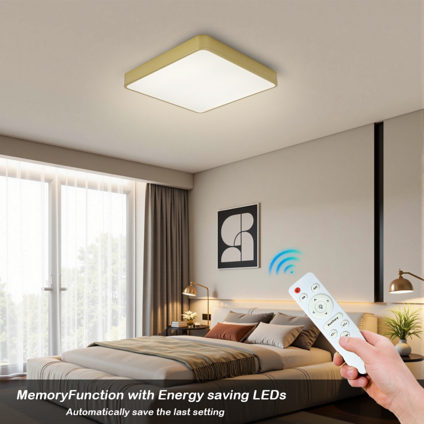 BRILAGI - Ρυθμιζόμενο LED φωτιστικό οροφής POOL SQUARE LED/48W/230V 3000-6000K 50x50 cm χρυσό + τηλεχειριστήριο