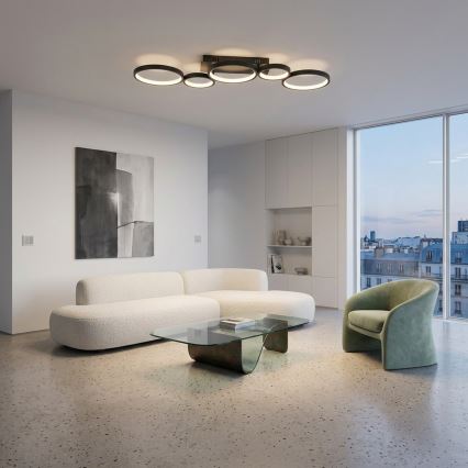 Brilagi - Ρυθμιζόμενο φωτιστικό οροφής LED RINGO LED/34W/230V 3000-6000K 28x84 cm μαύρο + τηλεχειριστήριο