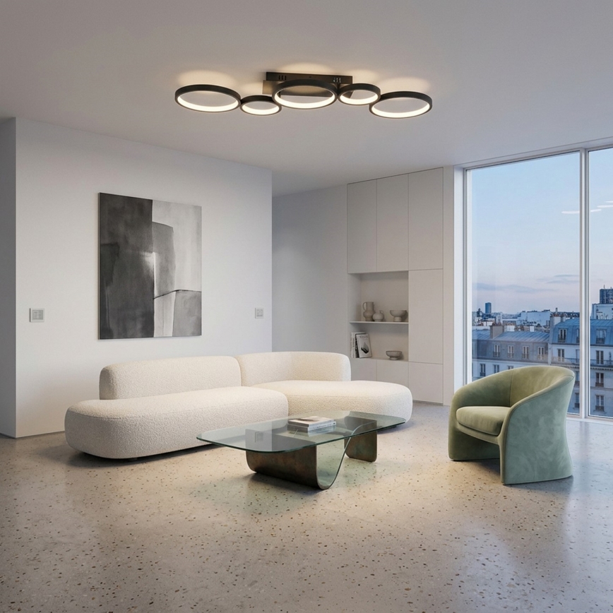 Brilagi - Ρυθμιζόμενο φωτιστικό οροφής LED RINGO LED/34W/230V 3000-6000K 28x84 cm μαύρο + τηλεχειριστήριο