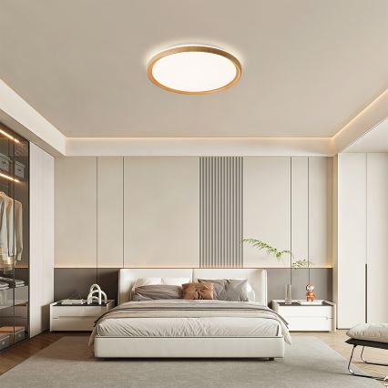 Brilagi - Ρυθμιζόμενο φωτιστικό οροφής LED RIVO LED/72W/230V 3000-6000K με φινίρισμα ξύλου, διάμετρος 50 cm + τηλεχειριστήριο