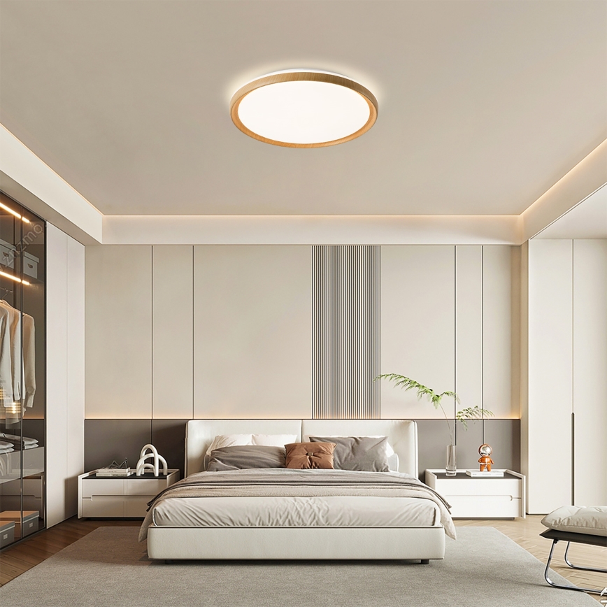 Brilagi - Ρυθμιζόμενο φωτιστικό οροφής LED RIVO LED/72W/230V 3000-6000K με φινίρισμα ξύλου, διάμετρος 50 cm + τηλεχειριστήριο