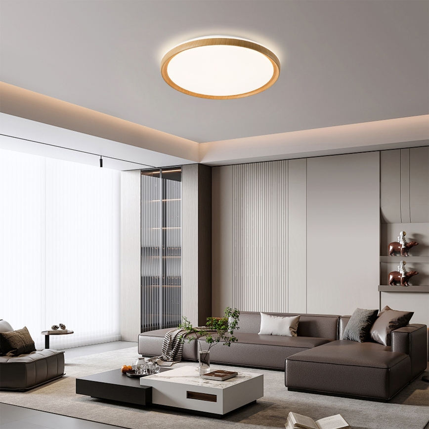 Brilagi - Ρυθμιζόμενο φωτιστικό οροφής LED RIVO LED/72W/230V 3000-6000K με φινίρισμα ξύλου, διάμετρος 50 cm + τηλεχειριστήριο