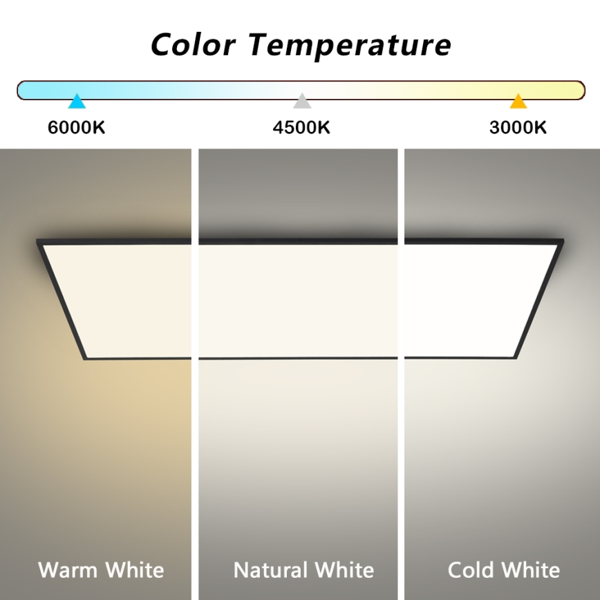 Brilagi - Ρυθμιζόμενο LED φωτιστικό οροφής SLIMFRAME LED/80W/230V 120x60 cm 3000-6000K μαύρο + τηλεχειριστήριο
