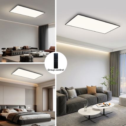 Brilagi - Ρυθμιζόμενο LED φωτιστικό οροφής SLIMFRAME LED/80W/230V 120x60 cm 3000-6000K μαύρο + τηλεχειριστήριο