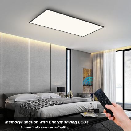 Brilagi - Ρυθμιζόμενο LED φωτιστικό οροφής SLIMFRAME LED/80W/230V 120x60 cm 3000-6000K μαύρο + τηλεχειριστήριο