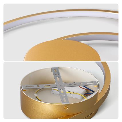 Brilagi - LED Ρυθμιζόμενο φωτιστικό οροφής TWISTER LED/105W/230V 3000-6000K Ø100 cm χρυσό + τηλεχειριστήριο