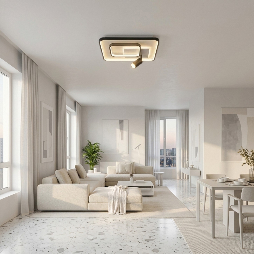Brilagi - Ρυθμιζόμενο LED φωτιστικό οροφής UNITY LED/75W/230V + 1xGU10/3W 3000-6000K 50x50 cm λευκό/μαύρο + τηλεχειριστήριο