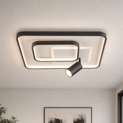 Brilagi - Ρυθμιζόμενο LED φωτιστικό οροφής UNITY LED/75W/230V + 1xGU10/3W 3000-6000K 50x50 cm λευκό/μαύρο + τηλεχειριστήριο