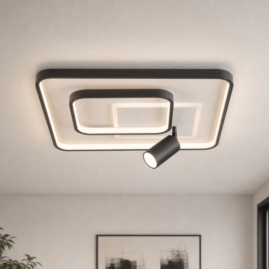 Brilagi - Ρυθμιζόμενο LED φωτιστικό οροφής UNITY LED/75W/230V + 1xGU10/3W 3000-6000K 50x50 cm λευκό/μαύρο + τηλεχειριστήριο